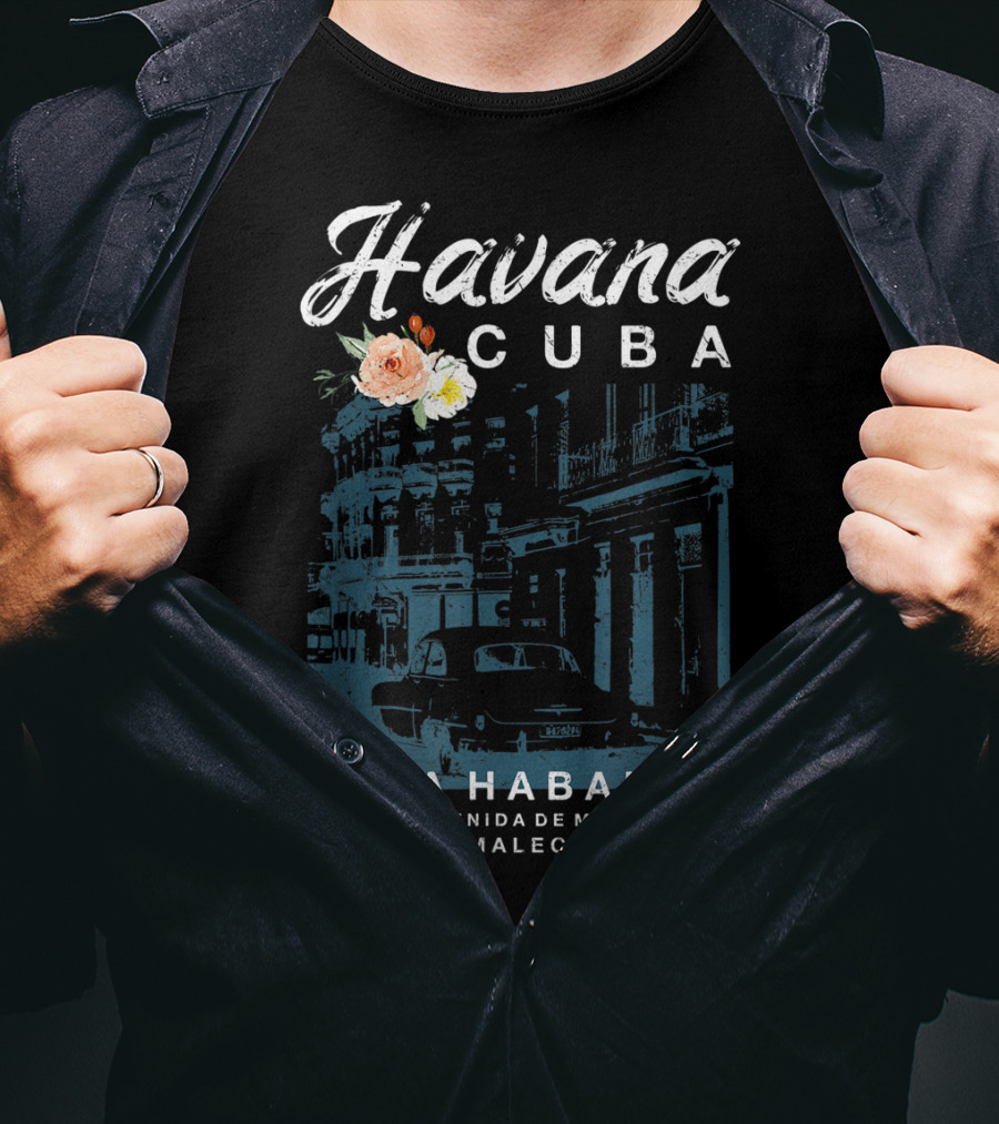 Havana Cuba La Habana Avenida De Maceo Malecón Vintage Travel T-Shirt