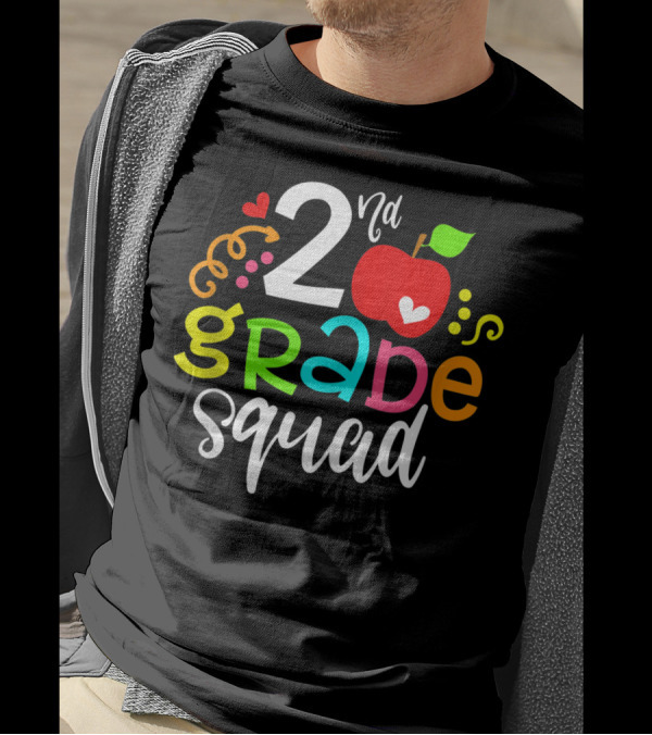 2nd Grade Squad Apple Graphic Second Grade Team T-Shirt