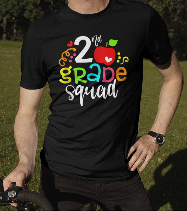 2nd Grade Squad Apple Graphic Second Grade Team T-Shirt