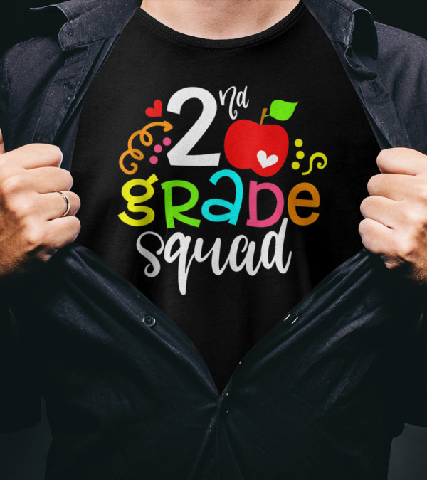 2nd Grade Squad Apple Graphic Second Grade Team T-Shirt