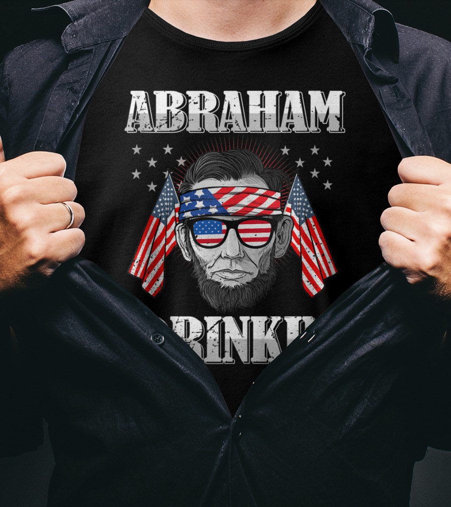 Abraham Drinkin Abe Lincoln USA Merica Flag Sunglasses And Bandana T-Shirt