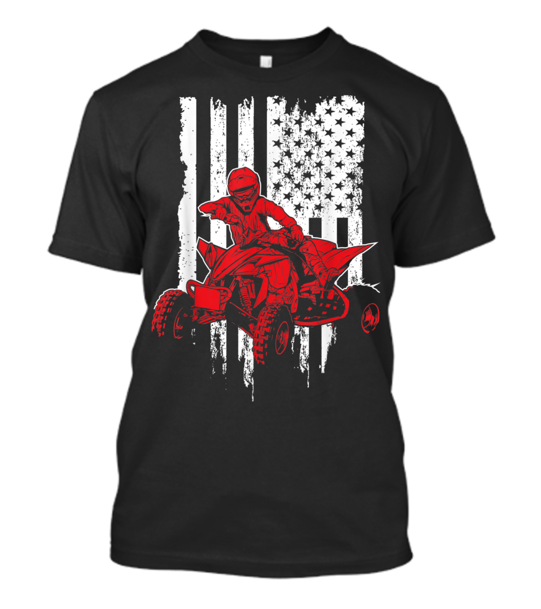 American 4 Wheeler ATV With Grunge USA Flag Background T-Shirt
