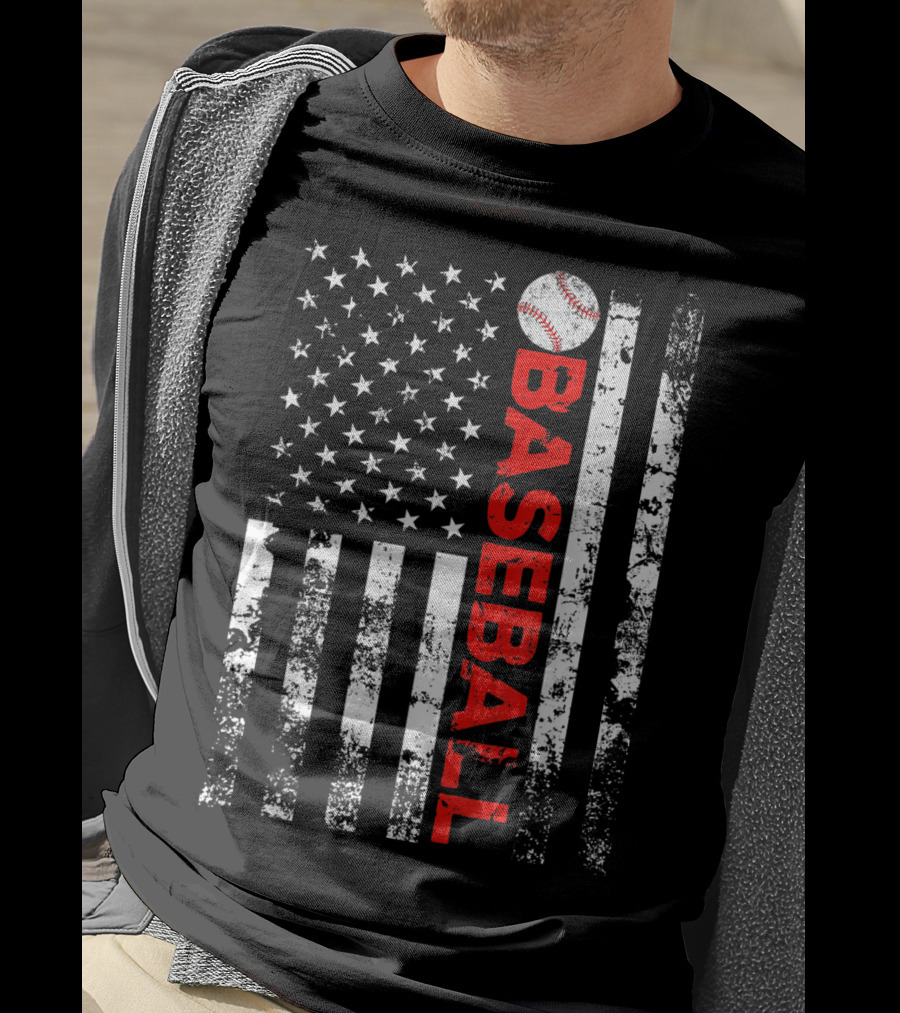 American Flag Baseball Stripes T-Shirt