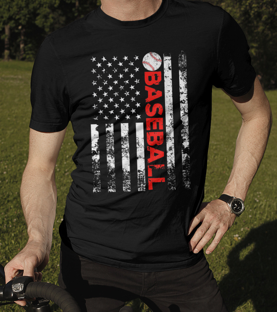 American Flag Baseball Stripes T-Shirt