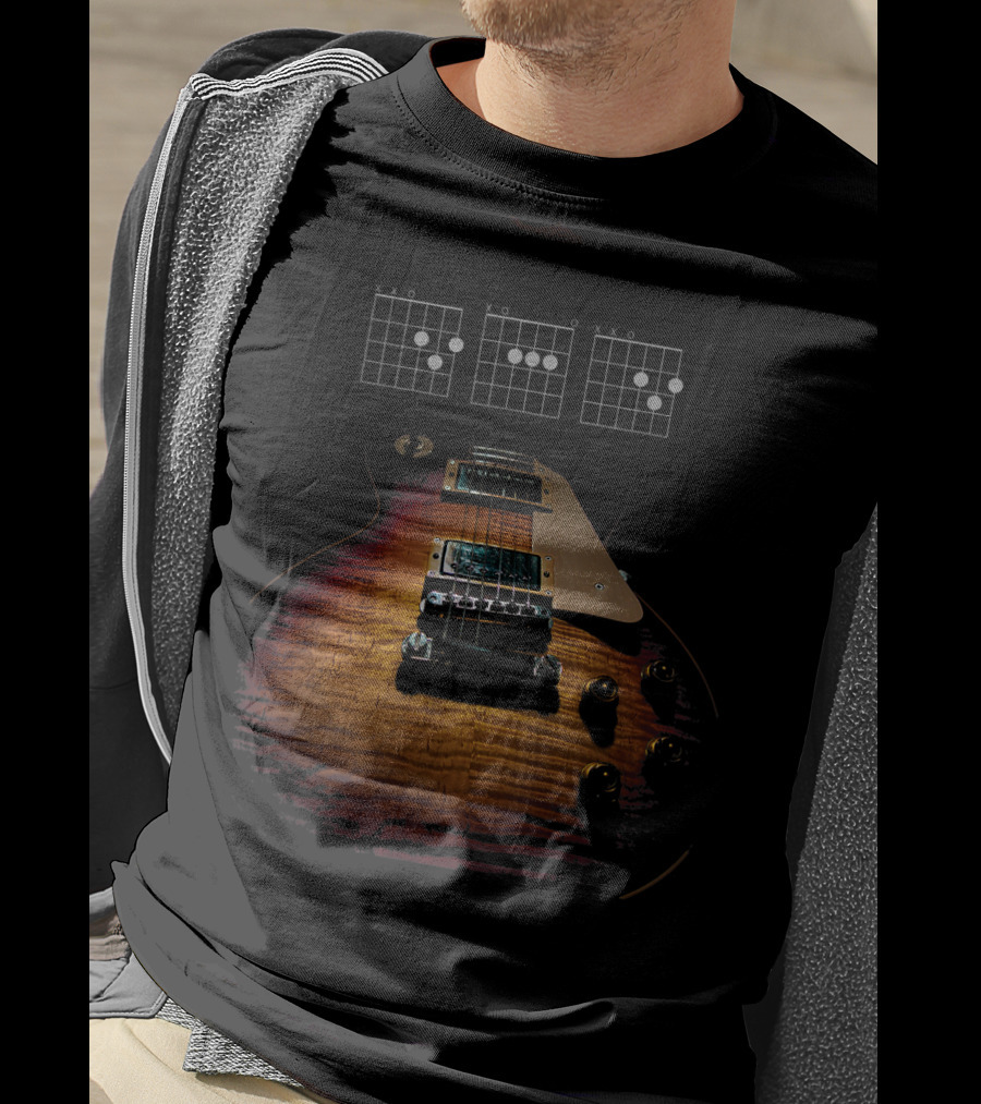 Dad Guitar Chord Diagram Les Paul Electric T-Shirt