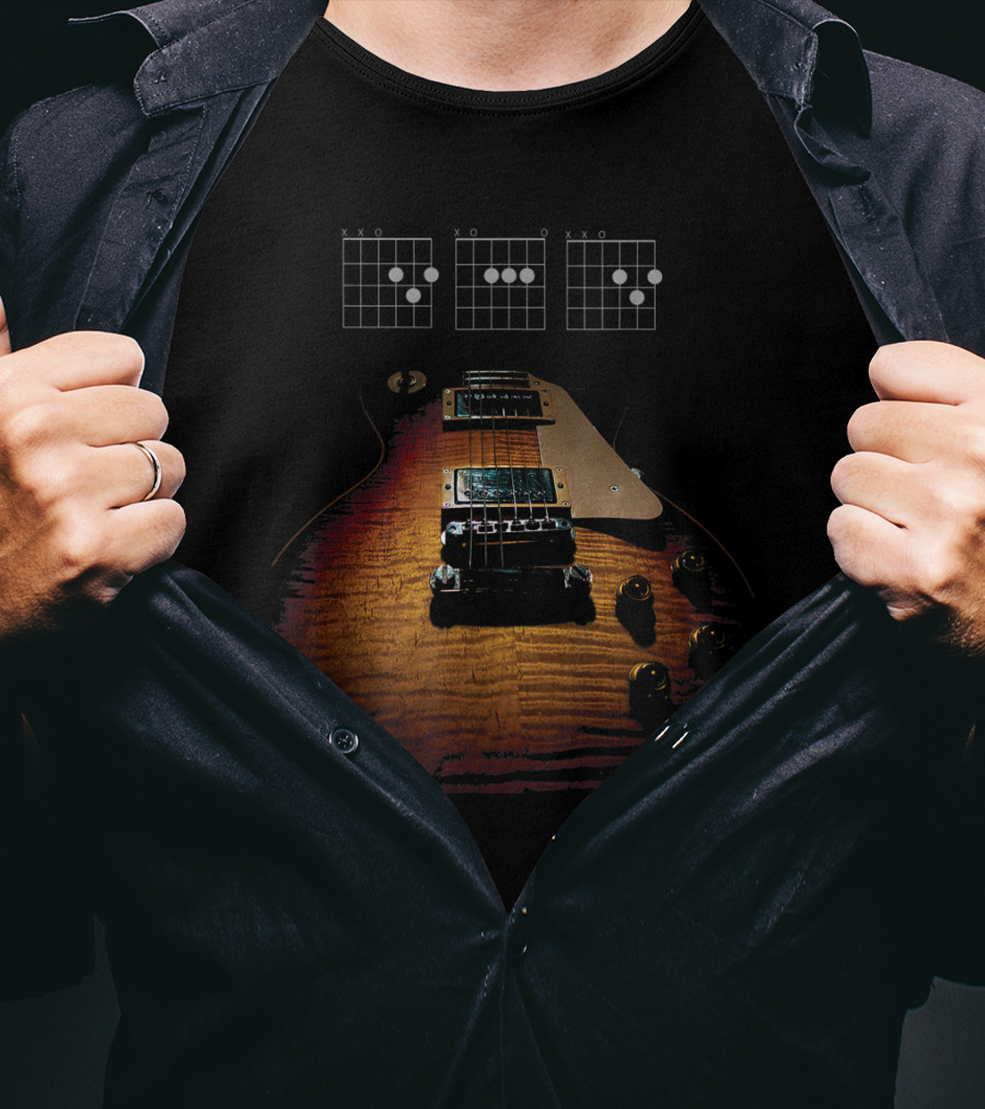 Dad Guitar Chord Diagram Les Paul Electric T-Shirt