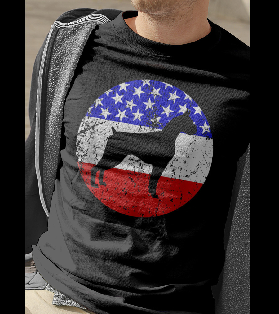 American Flag Vintage Boxer Dog T-Shirt