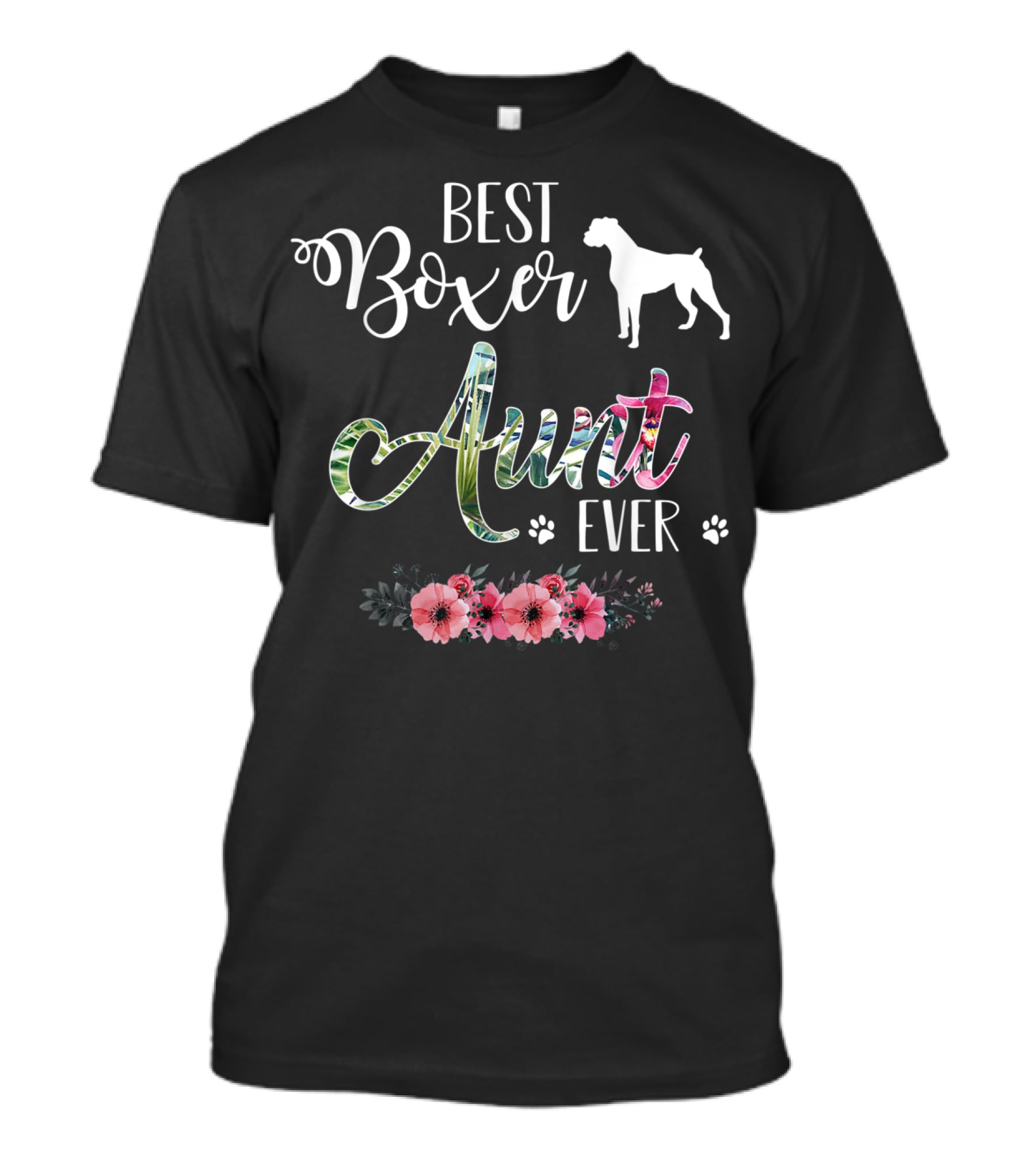 Best Boxer Aunt Ever Funny Dog Lover Floral T-Shirt