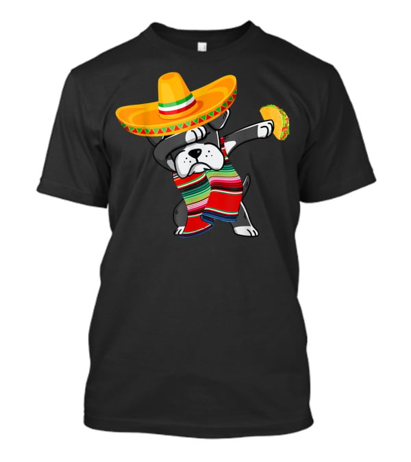 Boxer Dabbing Sombrero Taco Cinco De Mayo Dog T-Shirt
