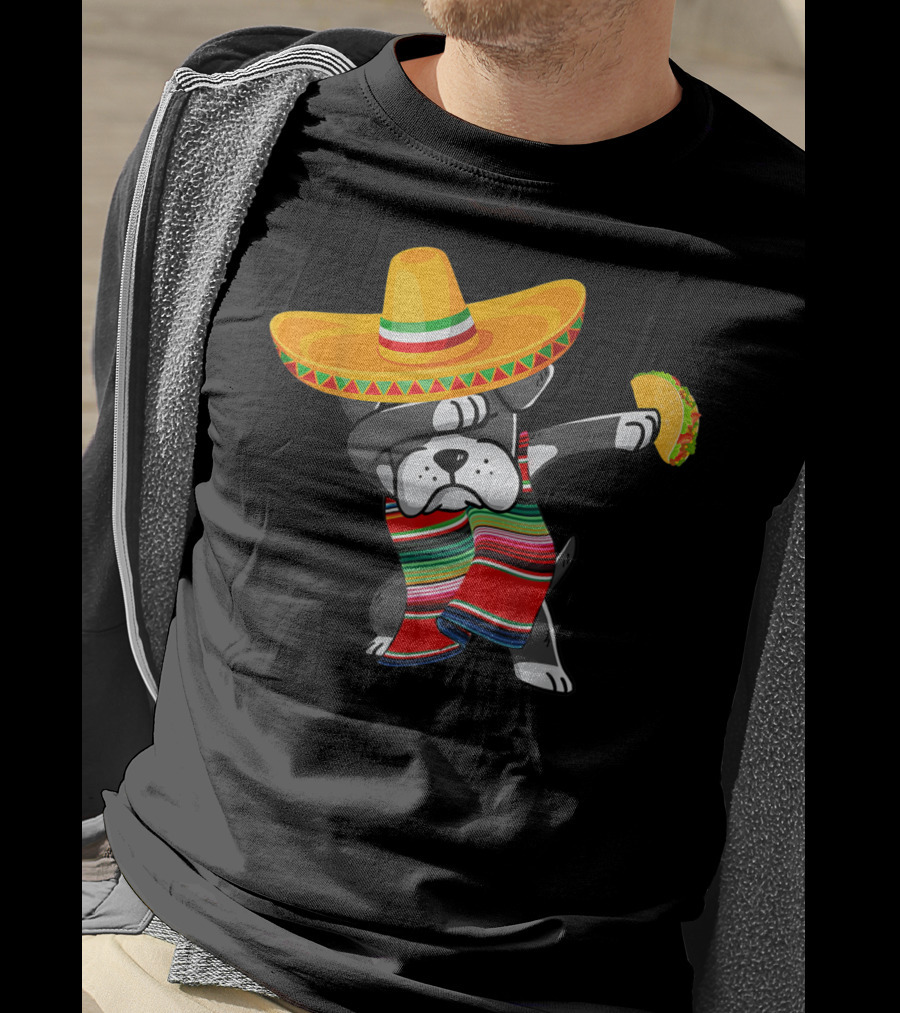 Boxer Dabbing Sombrero Taco Cinco De Mayo Dog T-Shirt