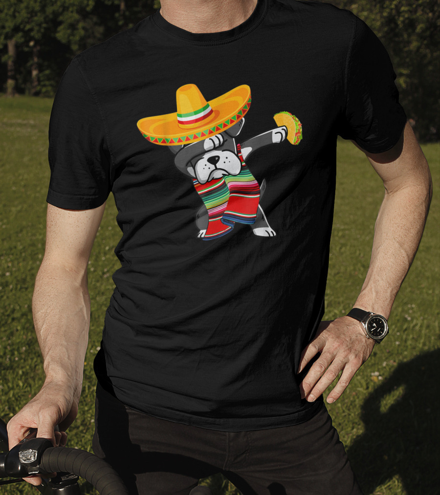 Boxer Dabbing Sombrero Taco Cinco De Mayo Dog T-Shirt