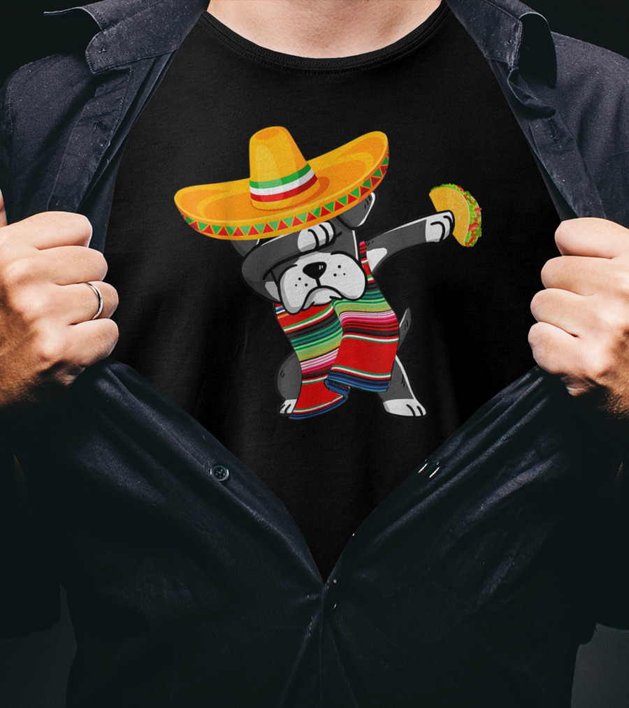 Boxer Dabbing Sombrero Taco Cinco De Mayo Dog T-Shirt