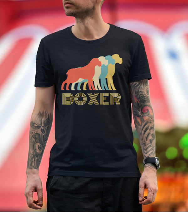 Premium T-Shirt: Boxer Dog Breed Vintage Colorful T-Shirt Boxer Dog Breed Vintage Colorful T-Shirt