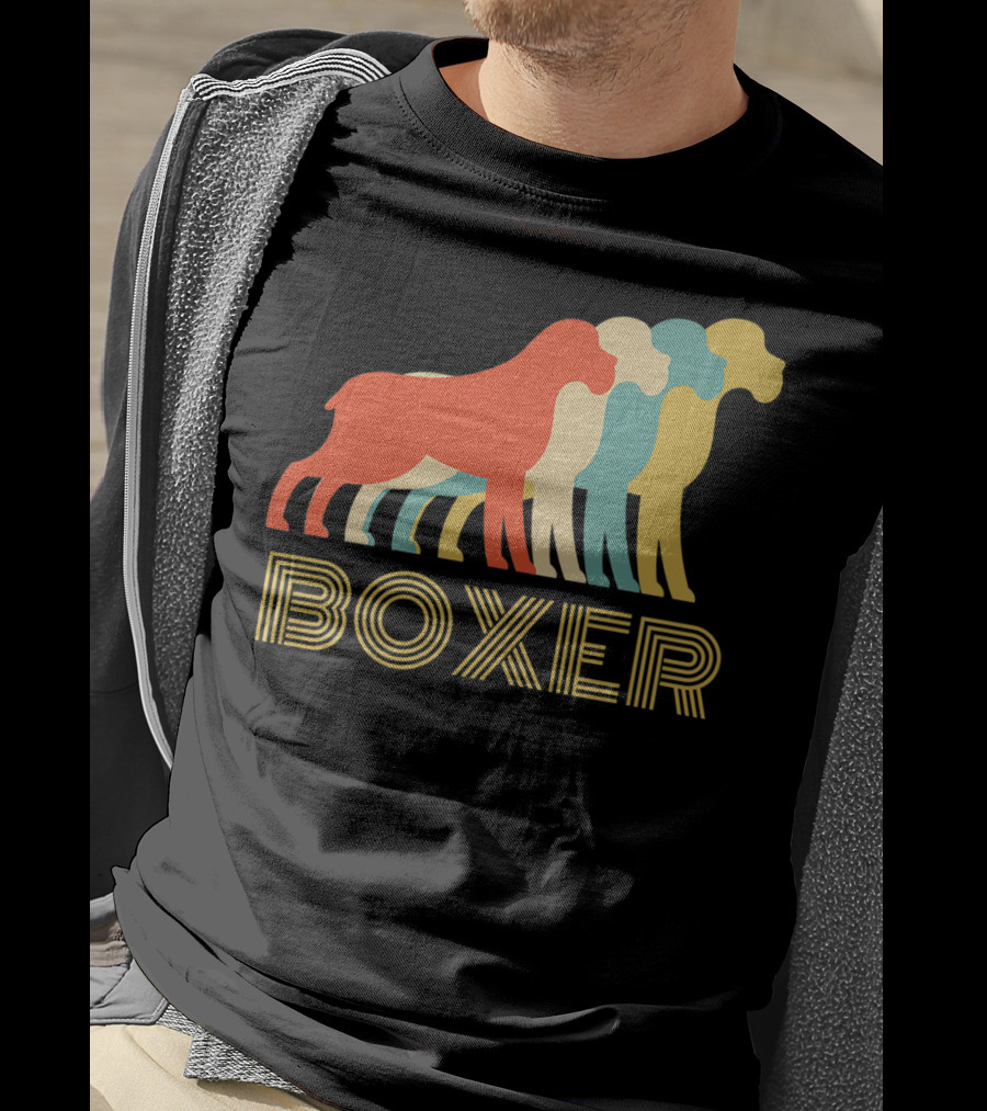 Boxer Dog Breed Vintage Colorful T-Shirt