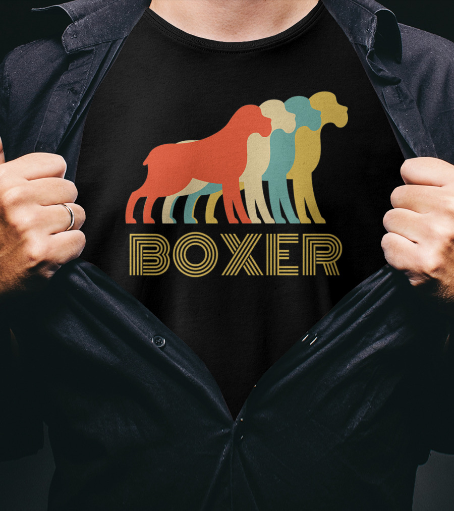 Boxer Dog Breed Vintage Colorful T-Shirt