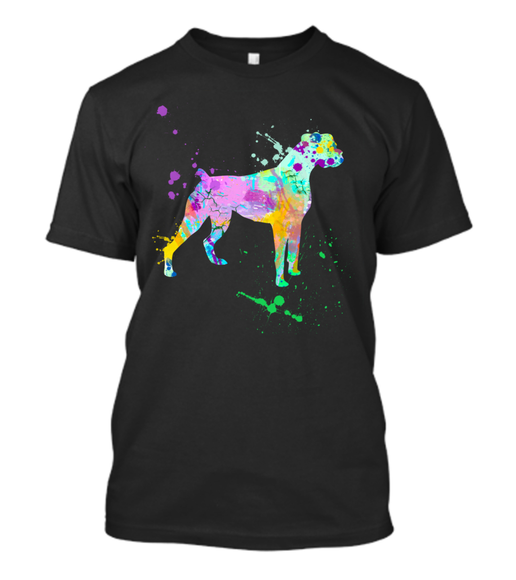 Boxer Dog Lovers Watercolor Splash T-Shirt
