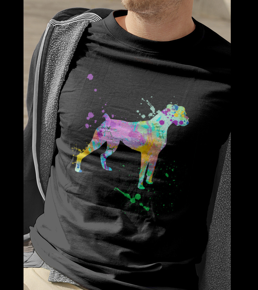 Boxer Dog Lovers Watercolor Splash T-Shirt