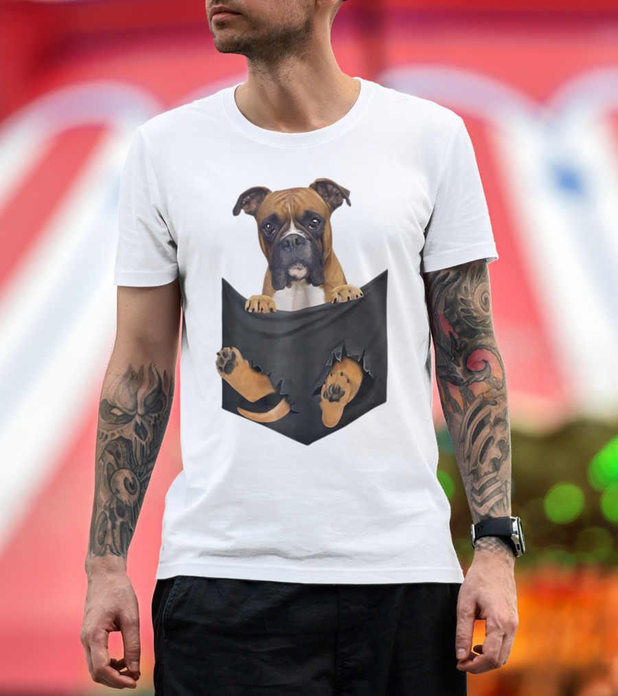 Boxer Puppy In Pocket Boxer Lover T-Shirt