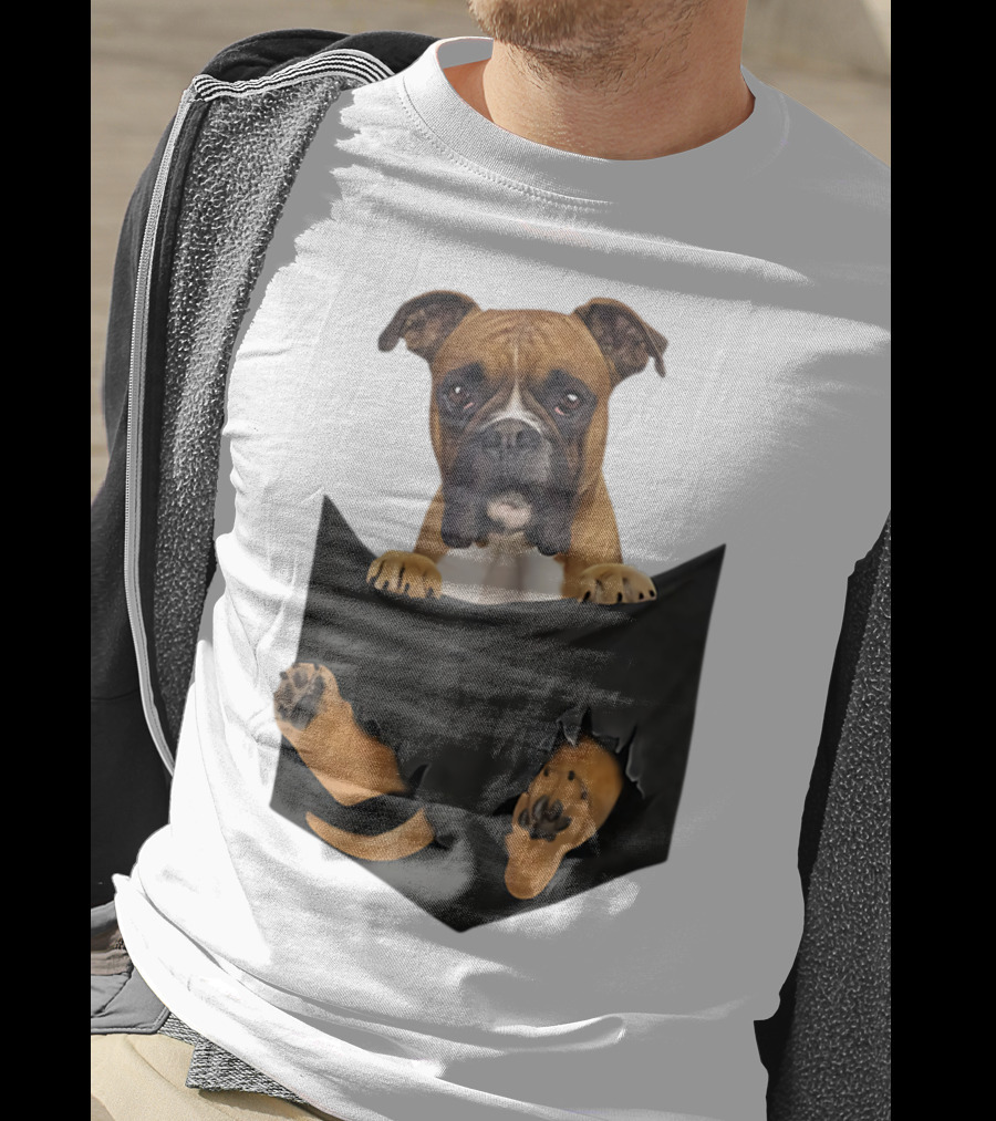 Boxer Puppy In Pocket Boxer Lover T-Shirt