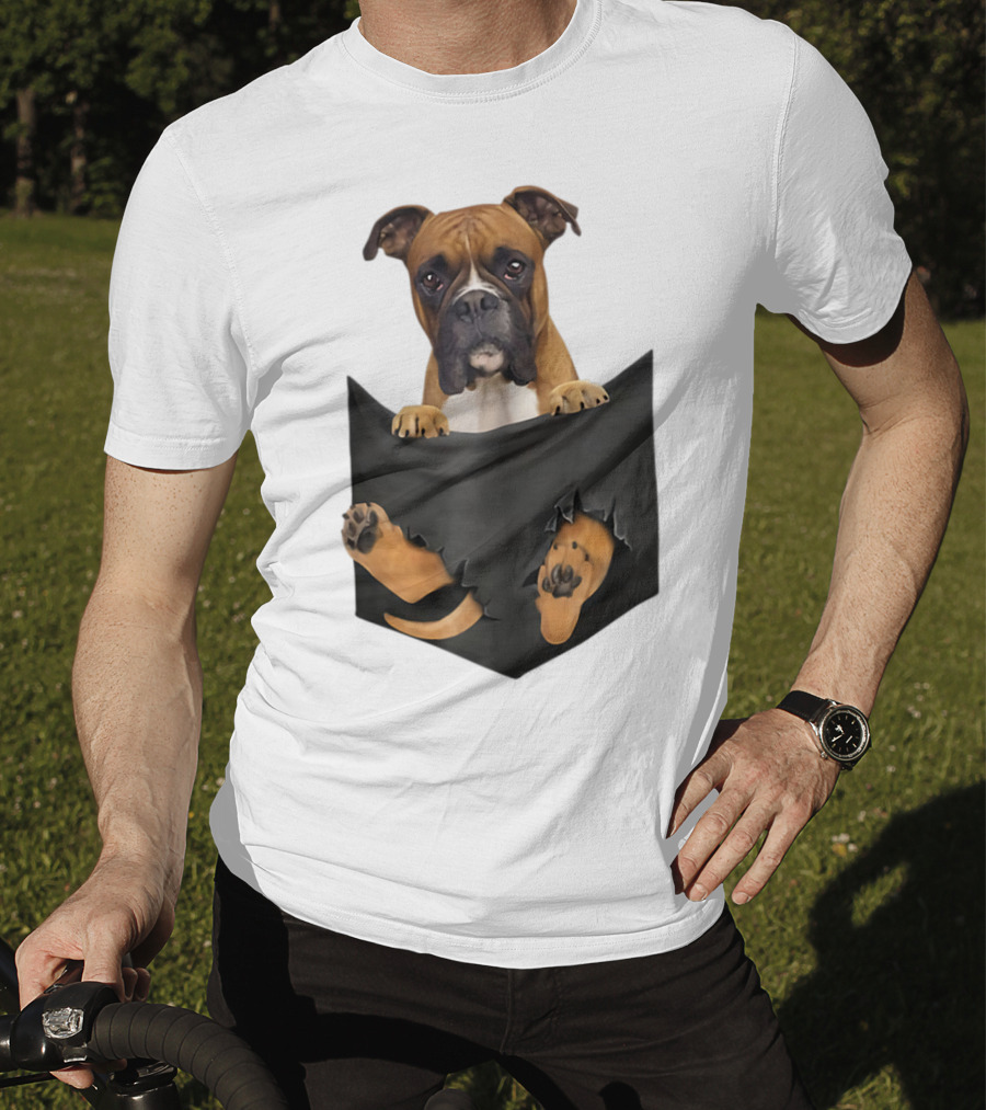 Boxer Puppy In Pocket Boxer Lover T-Shirt