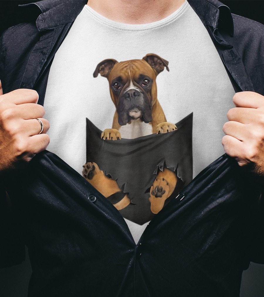 Boxer Puppy In Pocket Boxer Lover T-Shirt