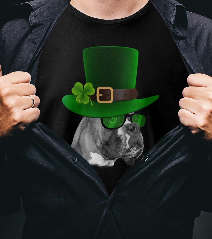 Boxer Dog St Patrick's Day Green Hat Shamrock T-Shirt