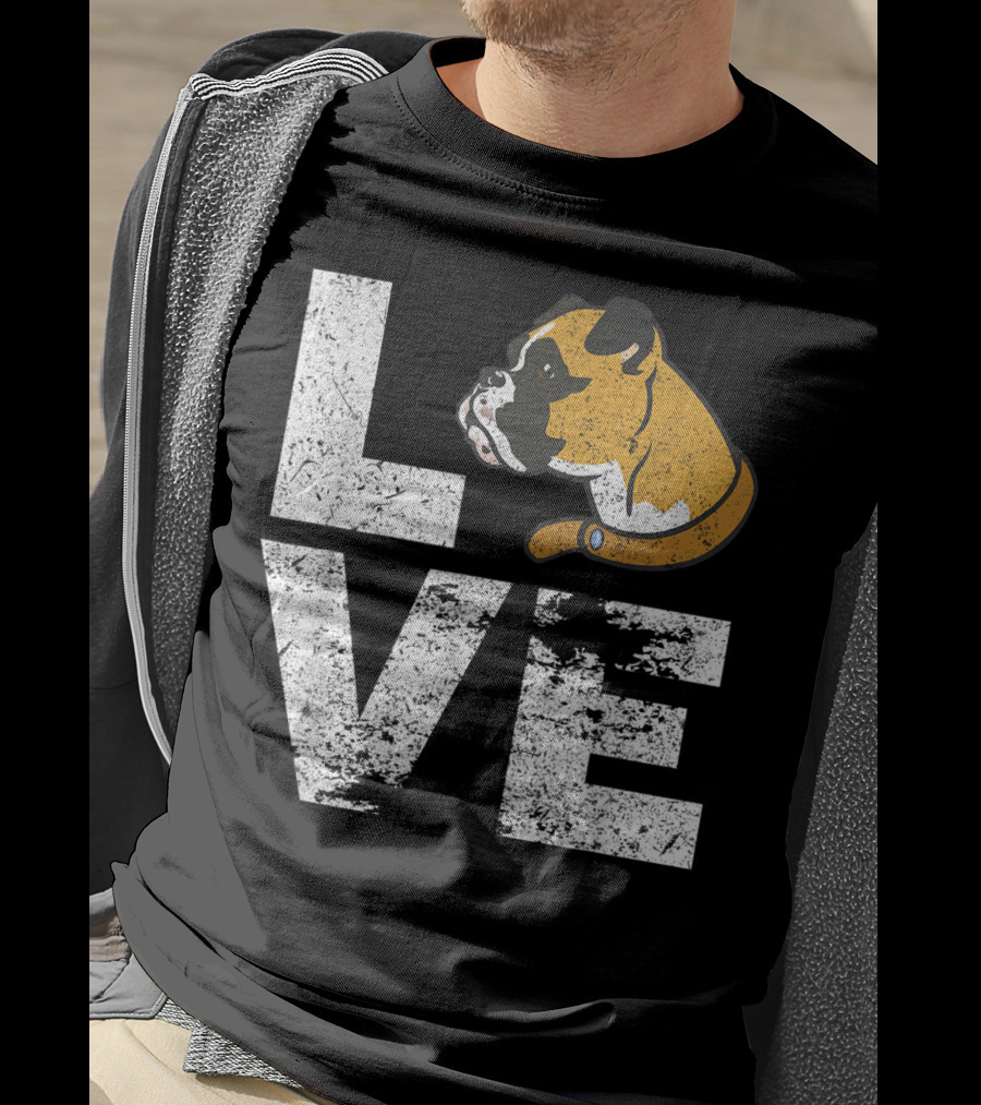 LOVE Boxer Dog Head Funny Dog Lovers T-Shirt