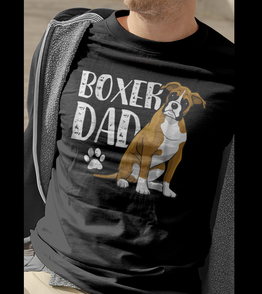 Boxer Dad Dog Paw T-Shirt