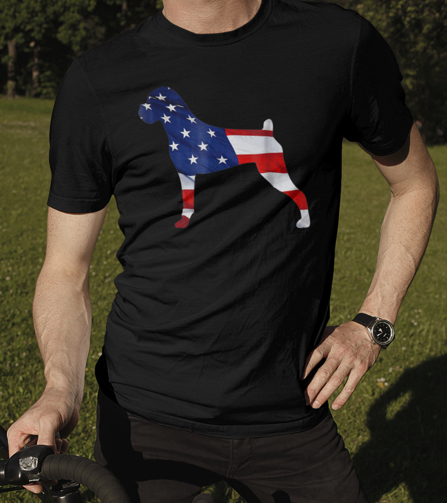 American Flag Boxer Dog Novelty T-Shirt
