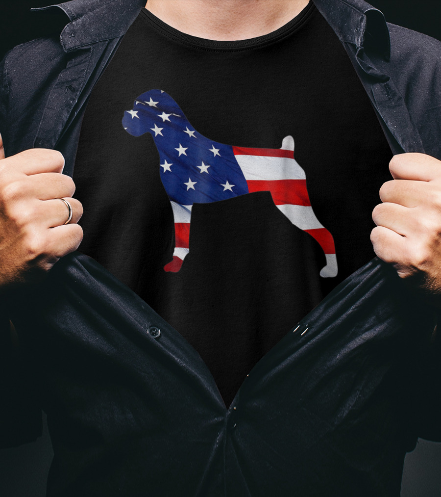 American Flag Boxer Dog Novelty T-Shirt