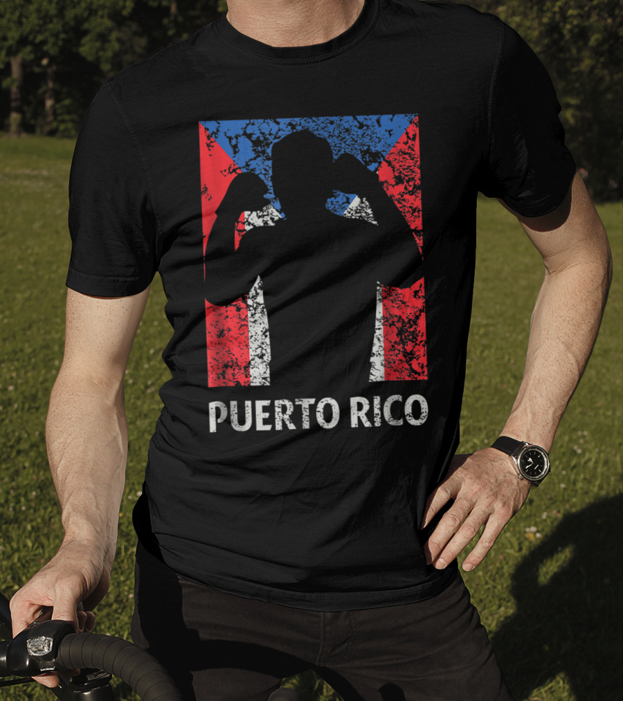Puerto Rico Flag Boxer Silhouette Pride T-Shirt