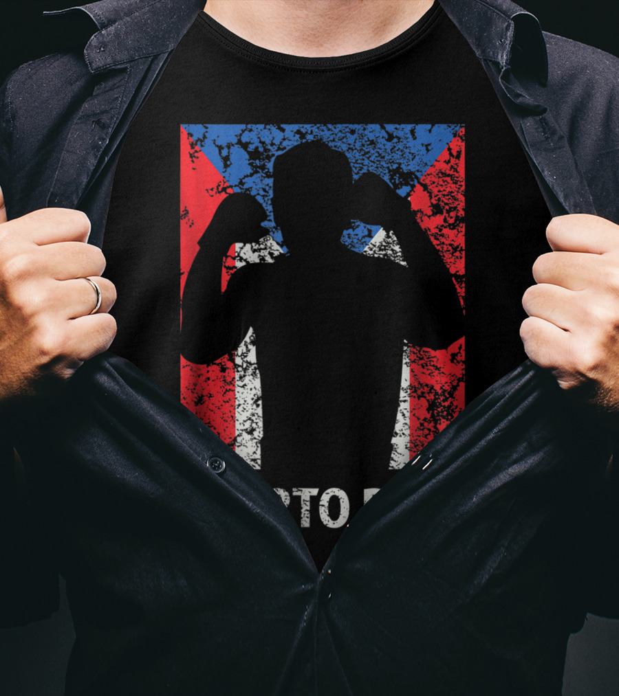 Puerto Rico Flag Boxer Silhouette Pride T-Shirt