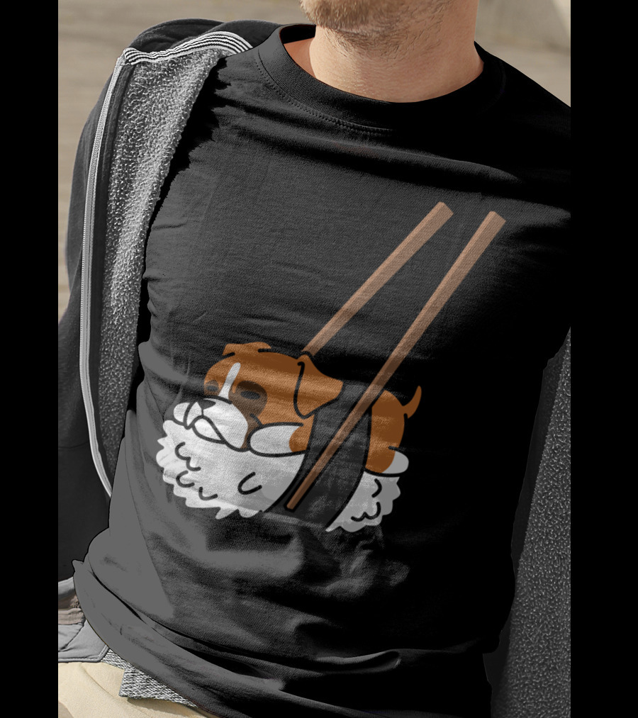 Boxer Dog Sushi With Funny Chopsticks T-Shirt