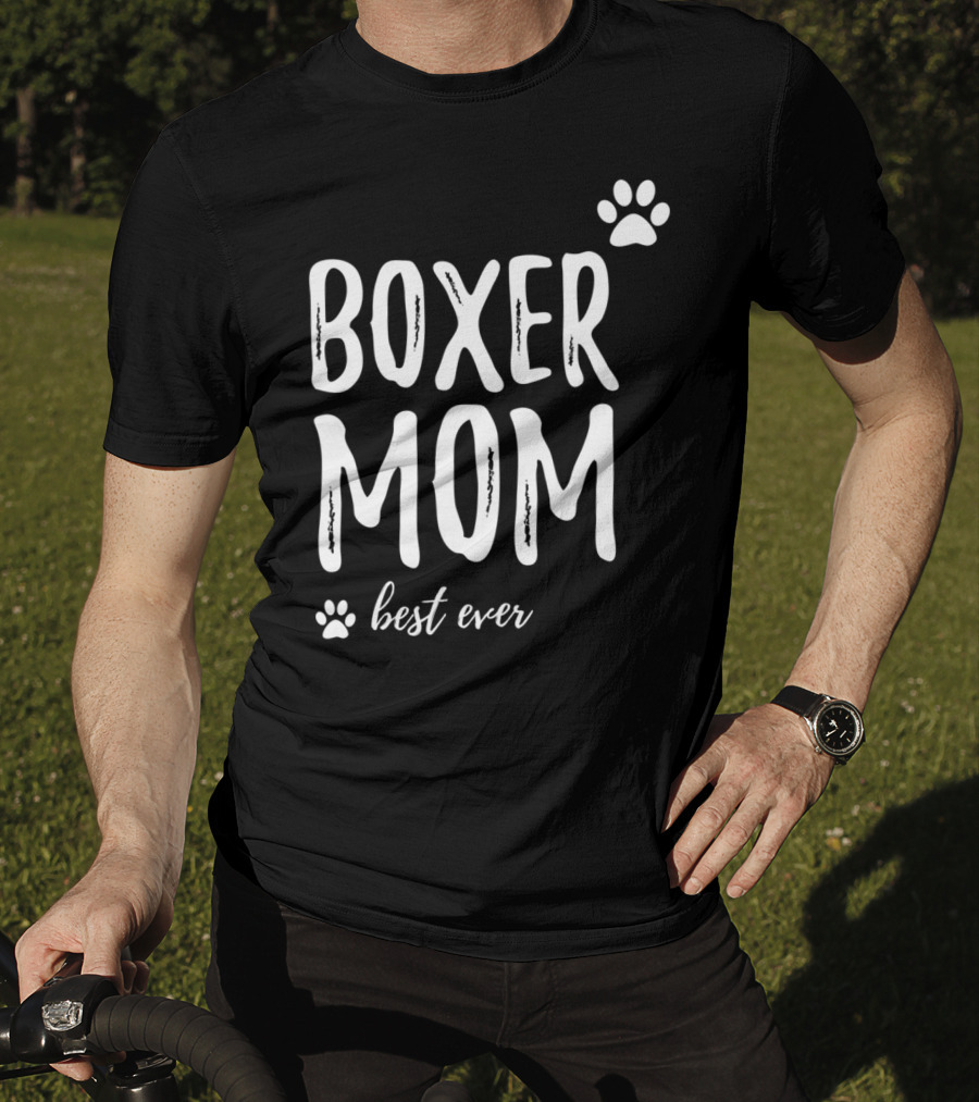 Boxer Mom Best Ever Boxer Dog Paw Prints T-Shirt