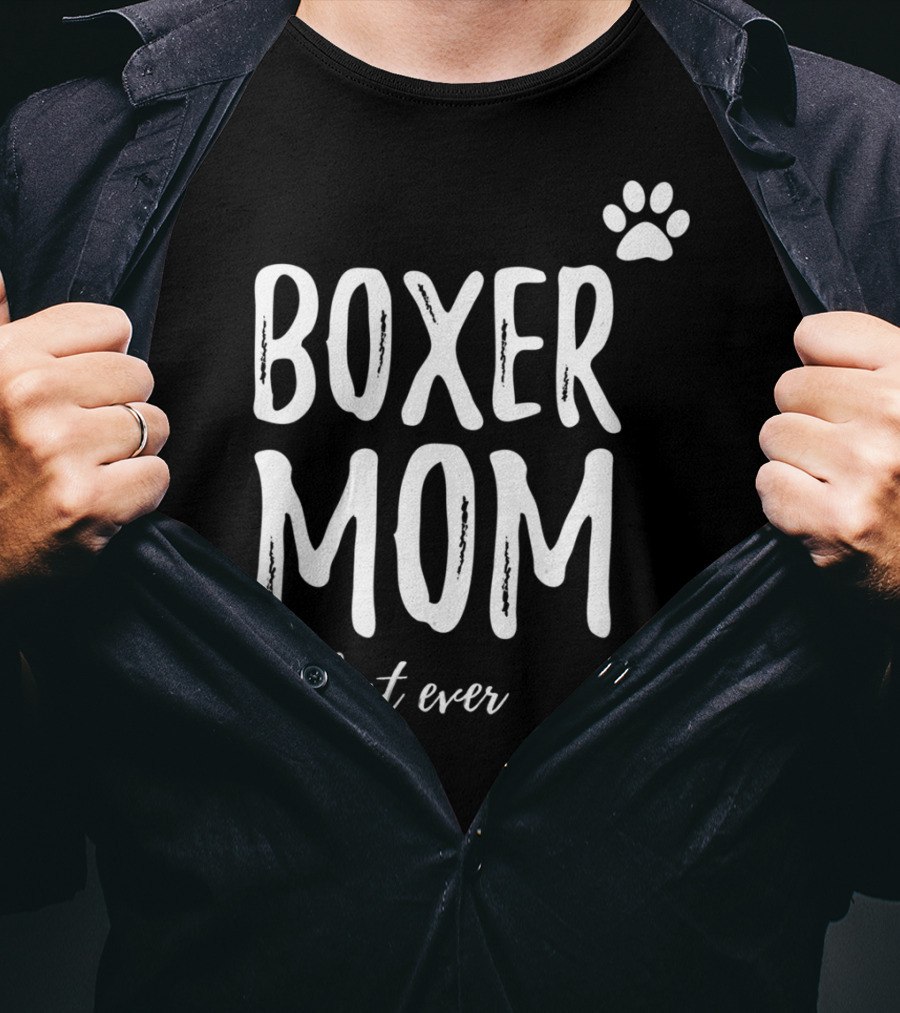 Boxer Mom Best Ever Boxer Dog Paw Prints T-Shirt