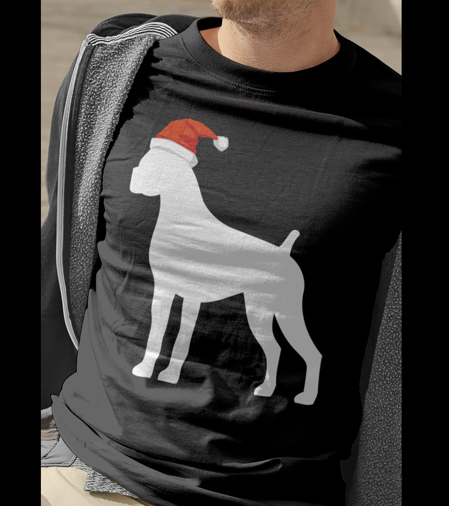 Boxer Dog Wearing Santa Hat Christmas T-Shirt