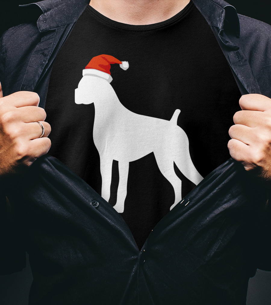 Boxer Dog Wearing Santa Hat Christmas T-Shirt