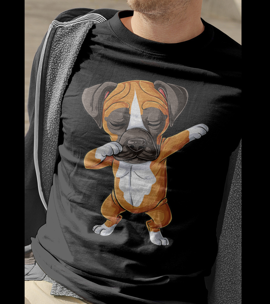 Funny Dabbing Boxer Dog Puppy Lover Kids Boys Dab T-Shirt
