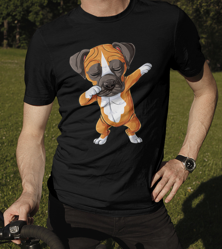 Funny Dabbing Boxer Dog Puppy Lover Kids Boys Dab T-Shirt