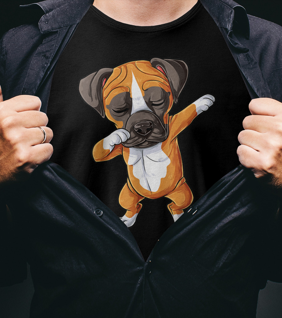 Funny Dabbing Boxer Dog Puppy Lover Kids Boys Dab T-Shirt