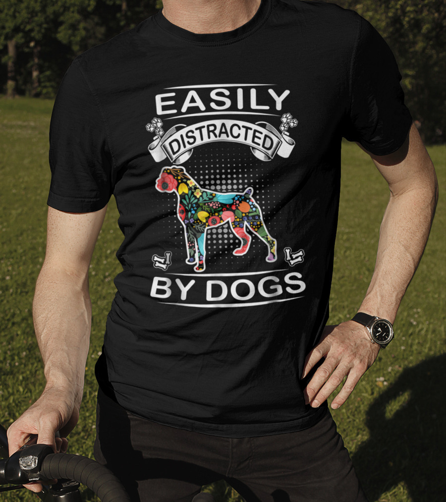 Easily Distracted By Dogs Colorful Boxer T-Shirt