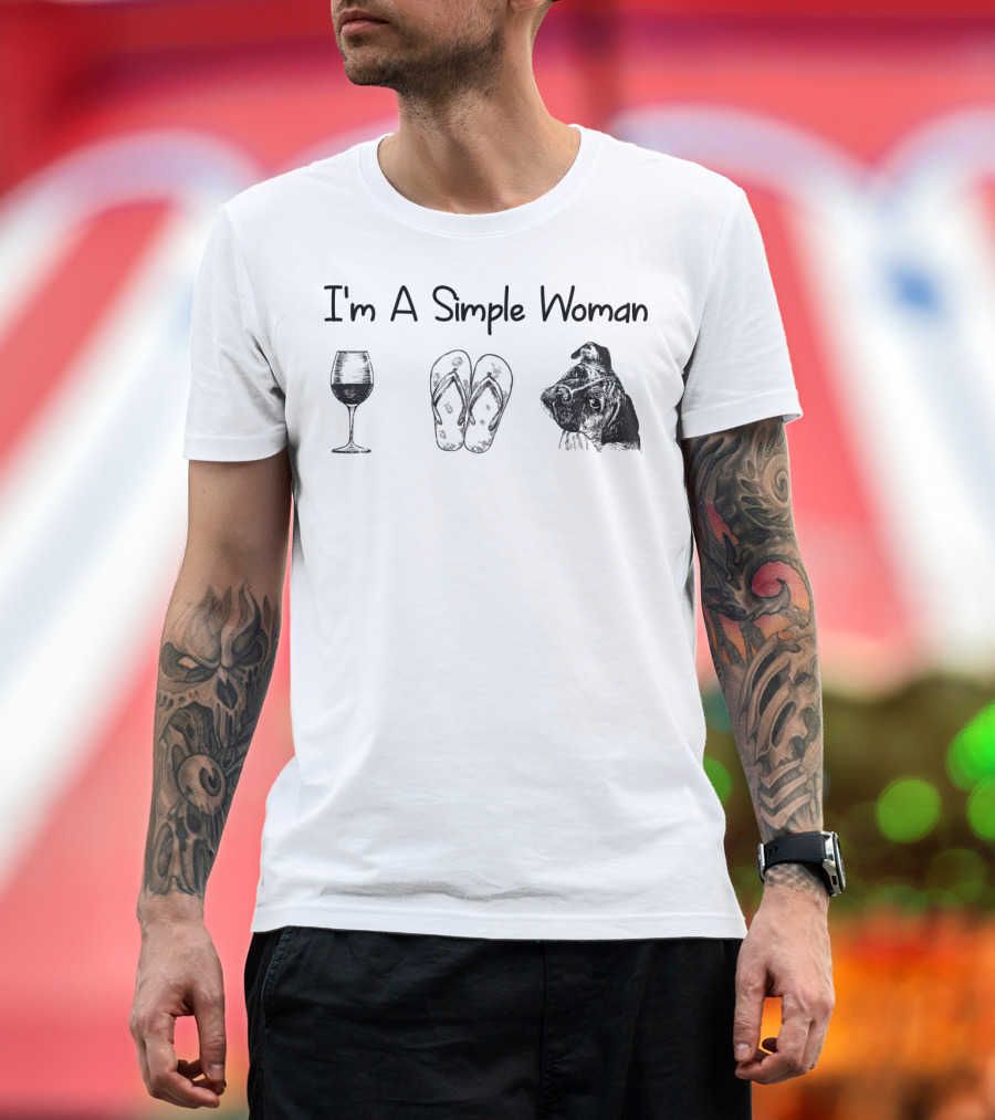I'm A Simple Woman Wine Flip Flops Boxer T-Shirt