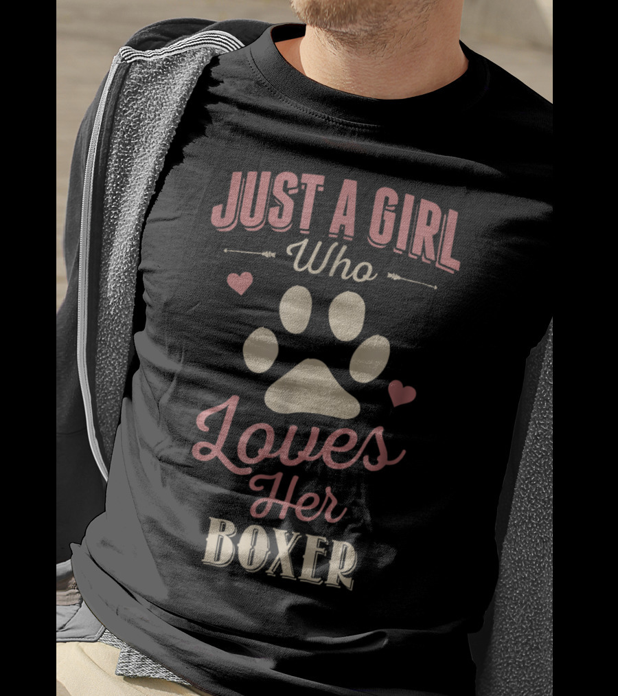 Just A Girl Who Loves Her Boxer Paw Heart T-Shirt