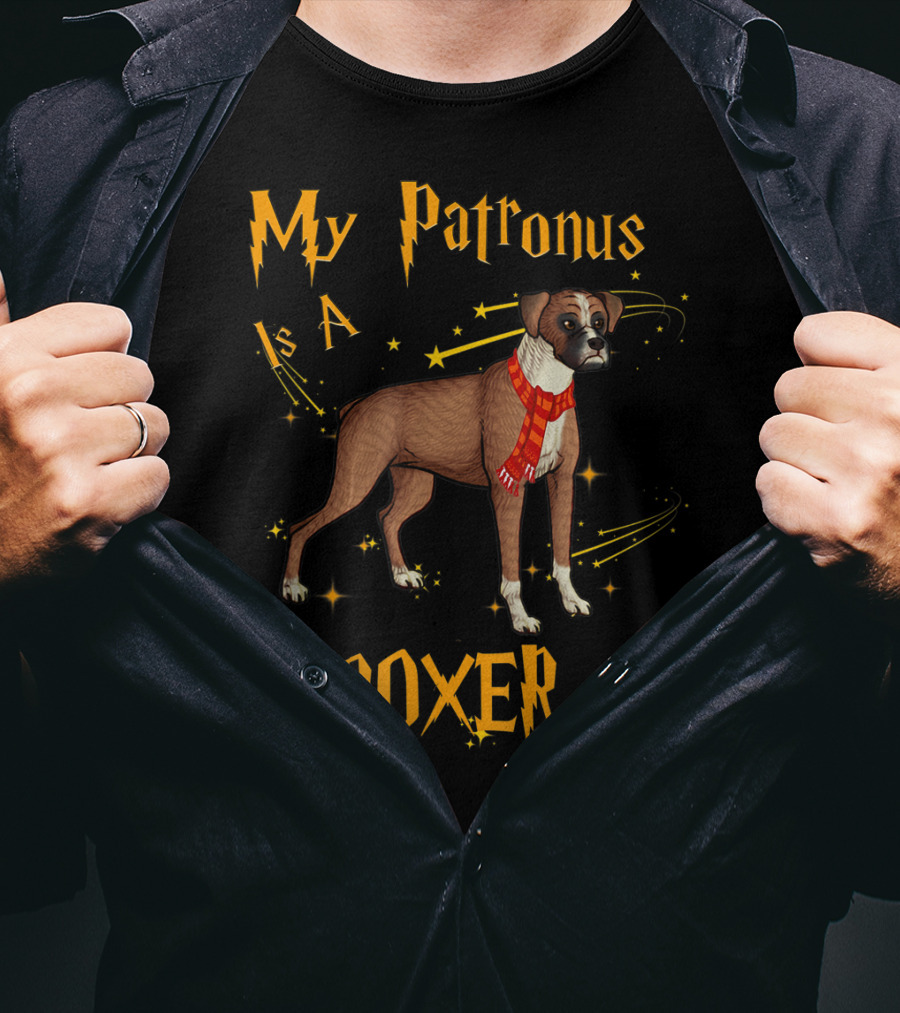 My Patronus Is A Boxer Dog Magic Energy Stars Scarf T-Shirt