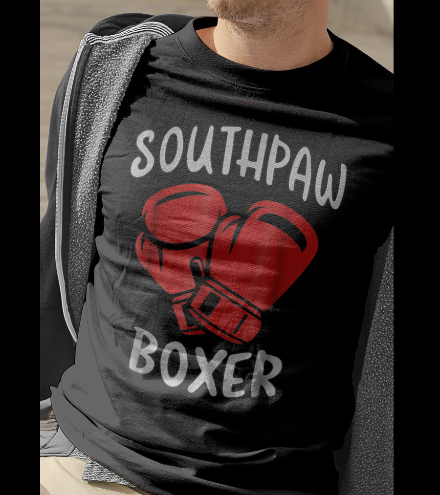 Southpaw Boxer Red Boxing Gloves Left Handed Stance T-Shirt