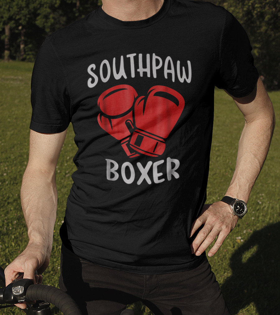 Southpaw Boxer Red Boxing Gloves Left Handed Stance T-Shirt