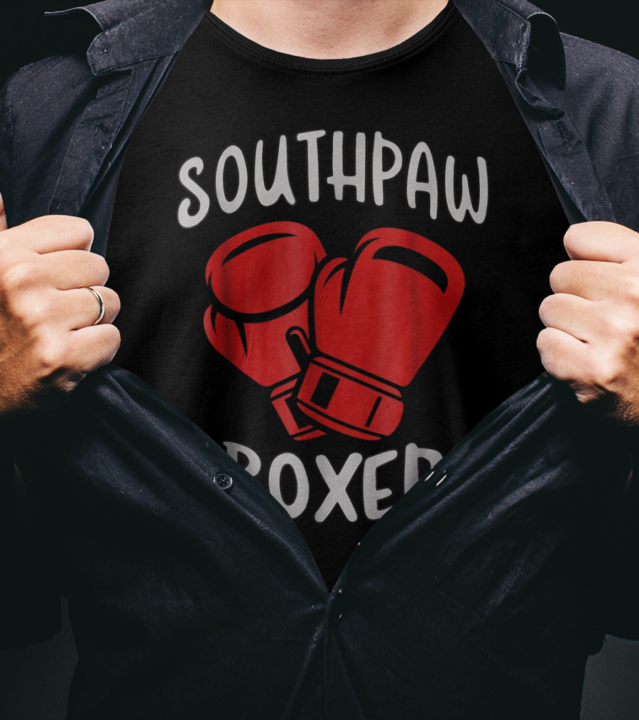 Southpaw Boxer Red Boxing Gloves Left Handed Stance T-Shirt