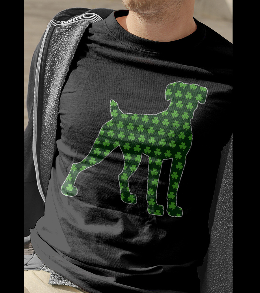 St Patrick's Day Lucky Irish Boxer Dog With Shamrock T-Shirt