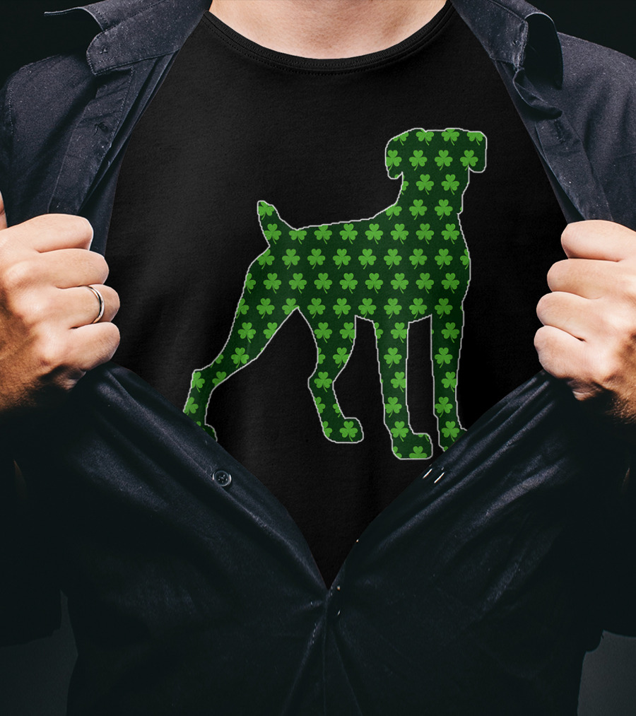 St Patrick's Day Lucky Irish Boxer Dog With Shamrock T-Shirt