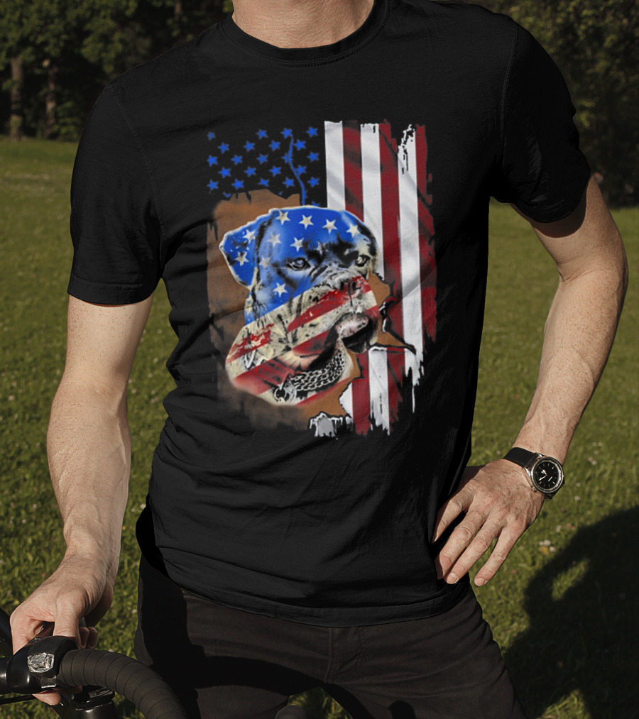 American Flag Boxer Dog Tattoos T-Shirt